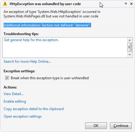 Render Section bulunamadı hatası