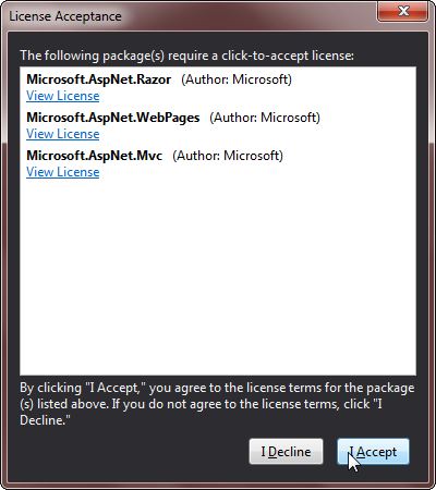 Nuget kurulum onayı
